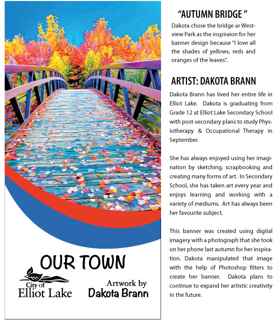 Dakota Brann's "Autumn Bridge" Banner Art and Biography