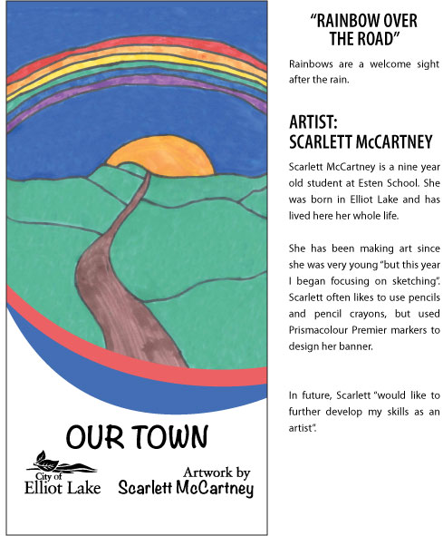 Scarlett McCartney's "Rainbow Over the Road" Banner Art and Biography